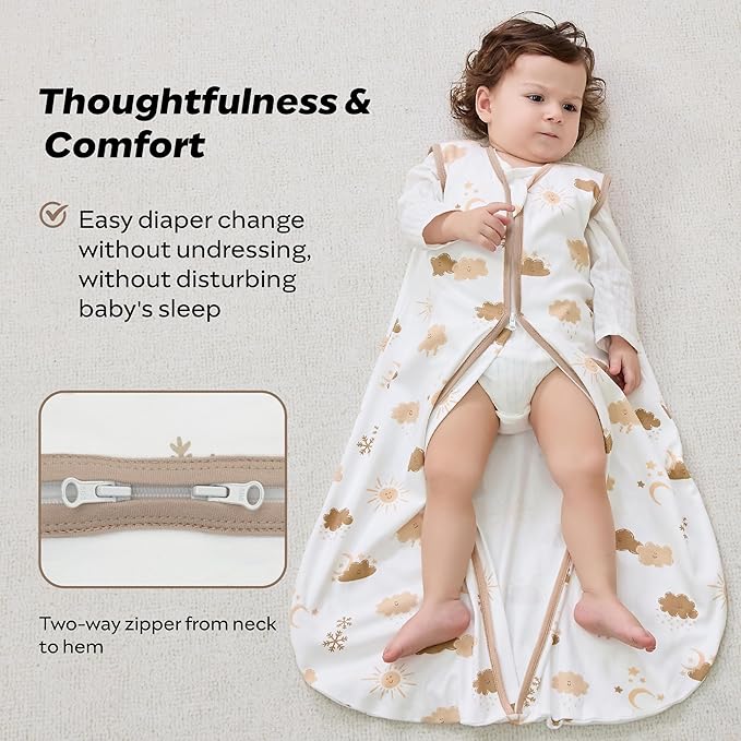 JELLYMONI Baby Sleep Sack 18-24 Months Wearable Blanket for Baby, 100% Cotton 2 Pack Infant Toddler Sleeping Sack Lightweight Soft 2-Way Zipper Sleepsack