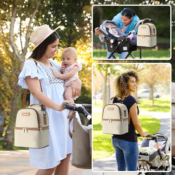 Breastmilk Cooler Bag with Ice Pack & Mat Fit 6 Bottles Up to 9 Ounce, Baby Bottle Cooler Bag for Moms, Daycare & Travel, Black