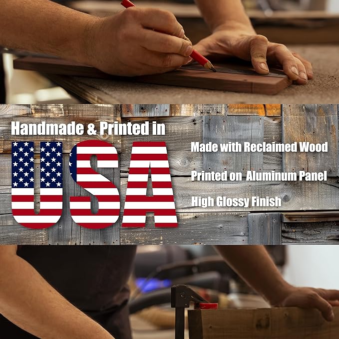 MUNDAZE Custom Portrait Metal Print on Reclaimed Wood Pallet Frame – Personalized Family Photo Gift – Glossy Aluminum Wall Art Keepsake – Made and Shipped in USA (12 x 12)