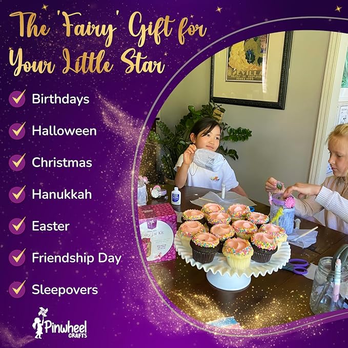 Pinwheel Crafts Fairy Lantern Toy for Kids Age 6-8 8-12+ Years - Make Your Own Night Light - Fairy Jar Gift for Girls with Led Light - Arts & Crafts Set, Pack of 2