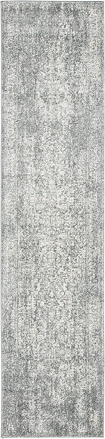 SAFAVIEH Evoke Collection 2'2" x 9' Silver / Ivory EVK256S Oriental Distressed Non-Shedding Living Room Entryway Foyer Hallway Bedroom Runner Rug