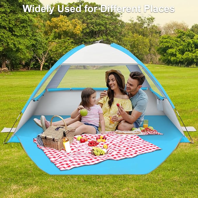 Gorich Beach Tent Sun Shelter for 3/4-5/6-7/8-10 Person with UPF 50+ UV Protection, Lightweight & Easy Setup Beach Shade Canopy, Portable Beach Shade Tent Beach Cabana