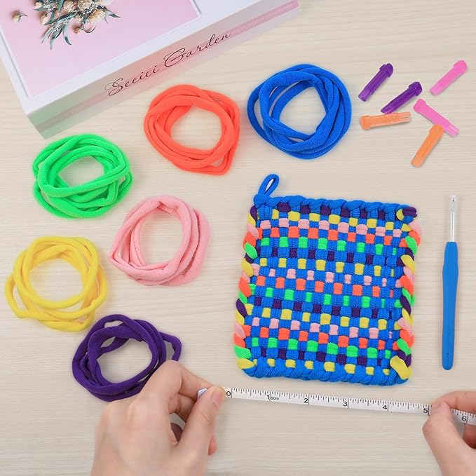 IQKidz Weaving Loom Kit Toys, DIY Arts and Crafts for Kids and Adults, Ideal Gifts for Girls Ages 5 6 7 8-12 13, Easy Potholder Loom Knitting Activity for Beginners, 224 Craft Loops