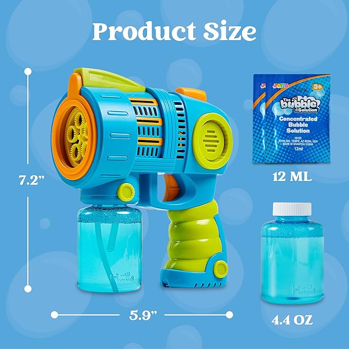 Sloosh Kids Bubble Gun Machine with Refill Solution, 2 in 1 Automatic Bubble Maker Guns for Toddlers 1-3 Kids 4-8, Outdoor Toy, Adults, Summer, Party, Easter, Gift