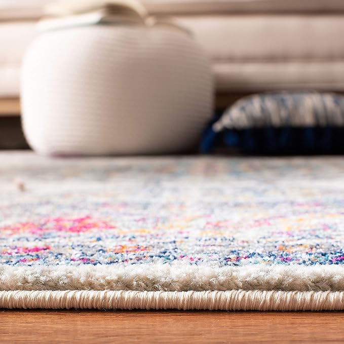 SAFAVIEH Evoke Collection 2'2" x 7' Cream / Fuchsia EVK250A Non-Shedding Living Room Entryway Foyer Hallway Bedroom Runner Rug