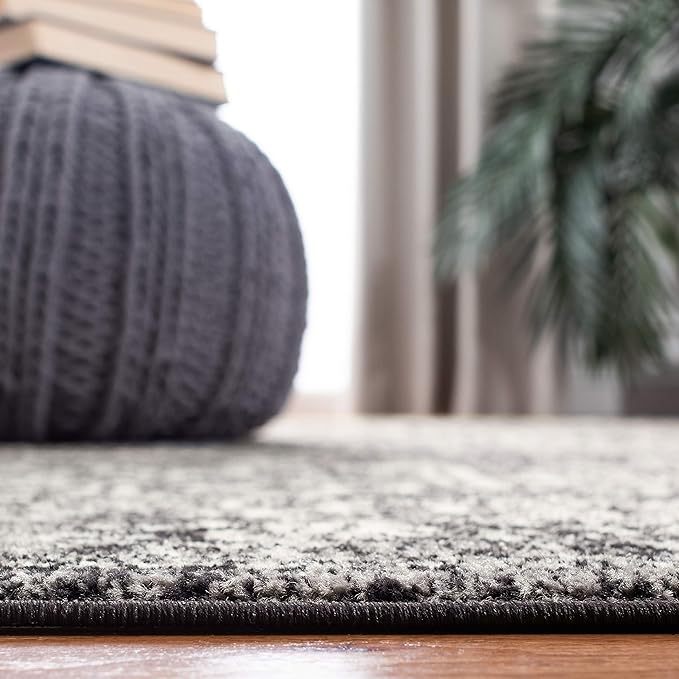 SAFAVIEH Evoke Collection 2'2" x 9' Black / Grey EVK256R Oriental Distressed Non-Shedding Living Room Entryway Foyer Hallway Bedroom Runner Rug