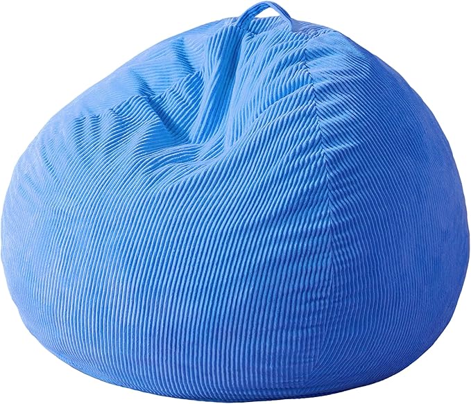 Homguava 3.5FT Bean Bag Chair: Teardrop Bean Bags with Memory Foam Filled, Compact Beanbag Chairs Soft Sofa with Corduroy Cover (Blue)