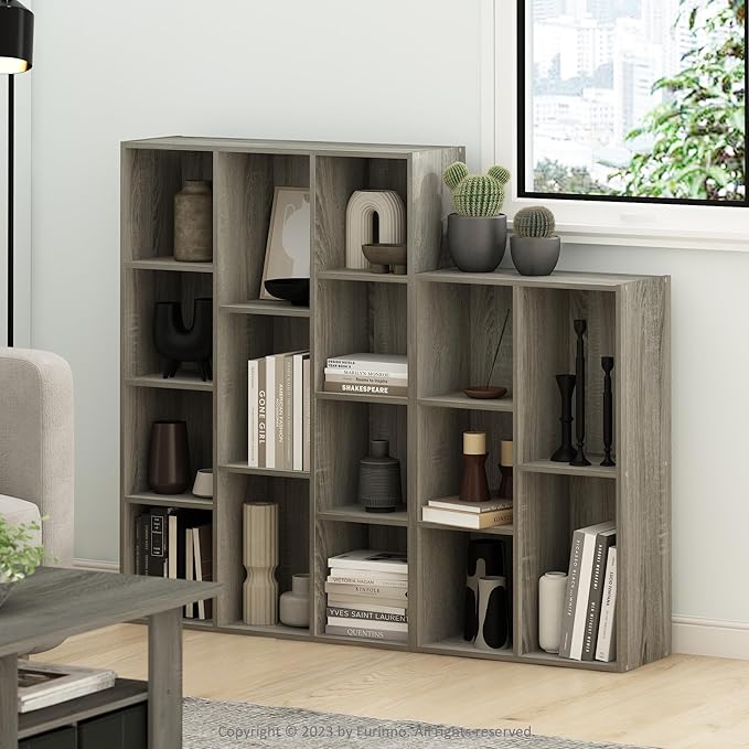 Furinno Luder 5-Cube Reversible Open Shelf, French Oak