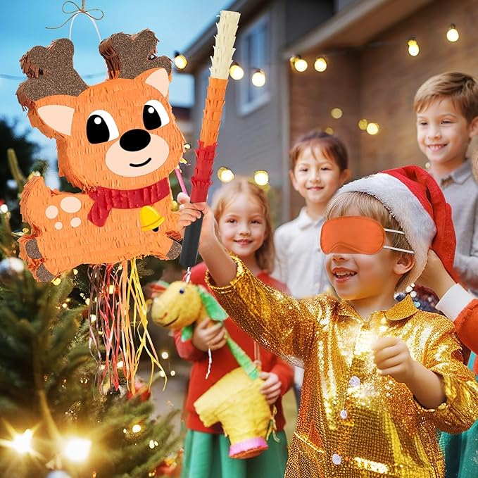 Wernnsai Reindeer Piata for Christmas - Large & Cute 16.5'' Brown Decorative Piata