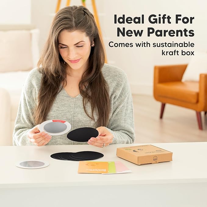 2-Pack Round Inkless Baby Hand and Footprint Kit - Mess Free Ink Pad for Newborn Keepsake, Dog Nose & Paw Print Kit, Clean Touch Ink Pad for Baby Hand & Footprints, Ideal New Mom Gifts (Silver)