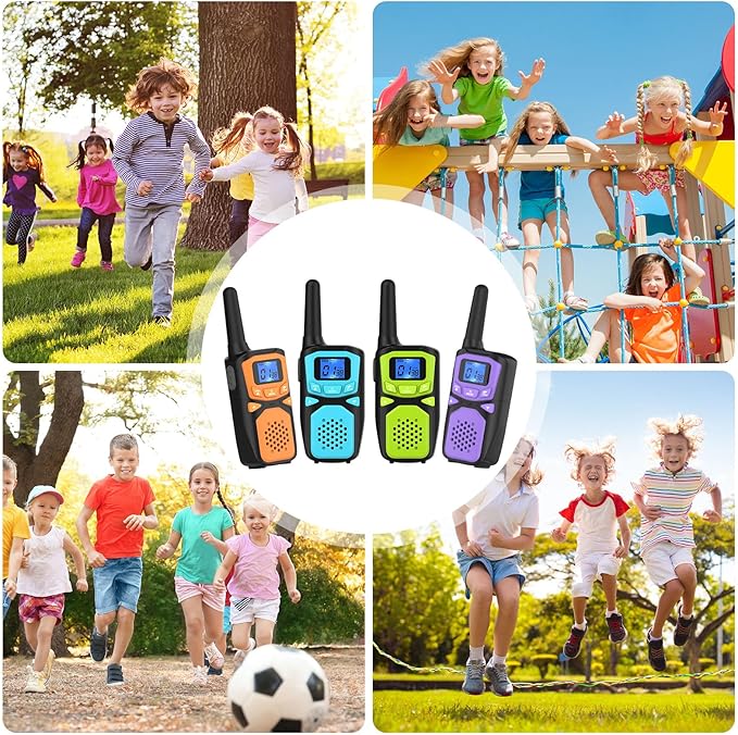 WokTok Small Machine Walkie Talkie,Camping Outdoor Game Toys Christmas Birthday Gift for Boys and Girls 3 4 5 6 7 8 9 10 Years Old Rechargeable with NOAA,Lanyard Kids Walkie Talkie 2 Packs