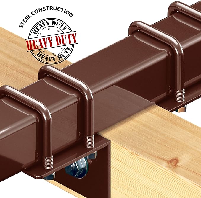 Swurfer Swingset Conversion Bracket - No Tree, No Problem, Convert Your Swingset into a Swurfset, Heavy Duty Horse Glider Bracket for Swing Set Attachment (Brown)