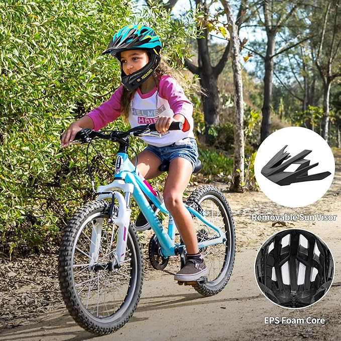 Kids Bike Helmet with Chin Guard, Adjustable Detachable Children’s Full Face Helmet for Girls and Boys, Cycling Helmets Skateboard, Scooter