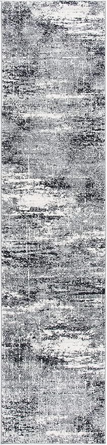 SAFAVIEH Evoke Collection 2'2" x 7' Ivory/Dark Grey EVK272G Modern Abstract Non-Shedding Entryway Foyer Living Room Bedroom Kitchen Runner Rug