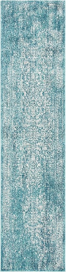 SAFAVIEH Evoke Collection 2'2" x 9' Blue/Ivory EVK256C Oriental Distressed Non-Shedding Living Room Entryway Foyer Hallway Bedroom Runner Rug