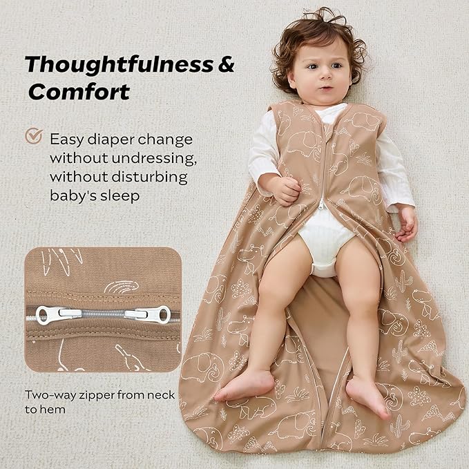 JELLYMONI Baby Sleep Sack 0-6 Months 0.5 Tog Wearable Blanket for Baby, 100% Cotton 3 Pack Infant Toddler Sleeping Sack Lightweight Soft 2-Way Zipper Sleepsack