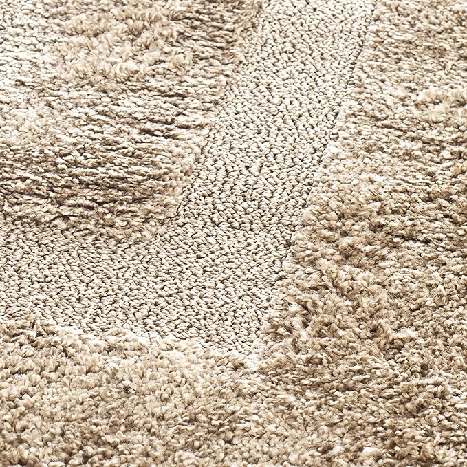 SAFAVIEH Florida Shag Collection Runner Rug - 2'3" x 13', Beige & Beige, Border Design, Non-Shedding & Easy Care, 1.2-inch Thick Ideal for High Traffic Areas in Living Room, Bedroom (SG454-1313)