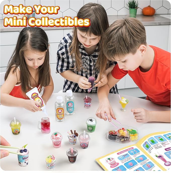 20 PCS Miniature Drink Marker Kit, Miniature Food Toys, Kitchen Pretend Food DIY Crafts Kits for Kids Ages 8-12, Girls Gift for Christmas, Birthday, Collectors, Resin Play, NOT Edible