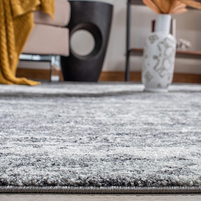SAFAVIEH Evoke Collection 8' x 10' Ivory/Grey EVK272F Modern Abstract Non-Shedding Living Room Bedroom Dining Home Office Area Rug