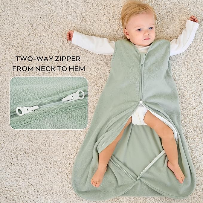 JELLYMONI Fleece Baby Sleep Sack 6-12 Months, 2 Pack 1.5 TOG Baby Wearable Blanket Winter Infant Sleeping sack with 2-Way Zipper, Warm Toddler Sleep Sack