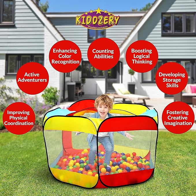 Kids Ball Pit Pop Up Large Tent for Toddlers - Indoor & Outdoor Gift Toys for Infants Girls & Boys, Baby Playpen with Zipper Storage Bag, BallPit Balls Not Included