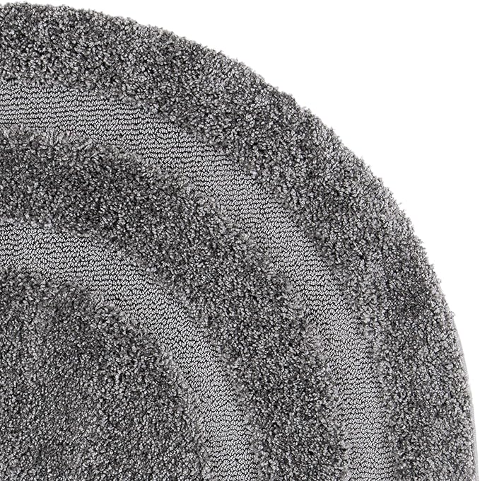 SAFAVIEH Florida Shag Collection Area Rug - 5' Round, Grey & Grey, Border Design, Non-Shedding & Easy Care, 1.2-inch Thick Ideal for High Traffic Areas in Living Room, Bedroom (SG454-8080)