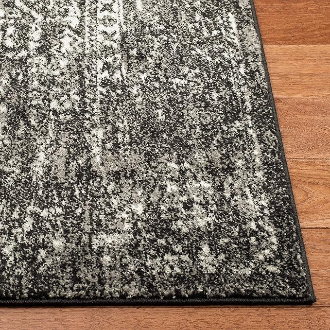 SAFAVIEH Evoke Collection 2'2" x 9' Black / Grey EVK256R Oriental Distressed Non-Shedding Living Room Entryway Foyer Hallway Bedroom Runner Rug