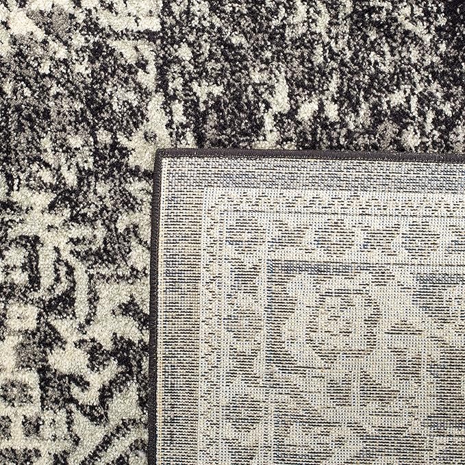 SAFAVIEH Evoke Collection 2'2" x 9' Black / Grey EVK256R Oriental Distressed Non-Shedding Living Room Entryway Foyer Hallway Bedroom Runner Rug