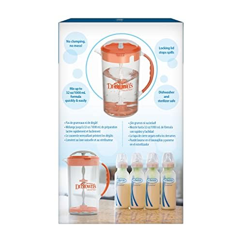 Dr. Brown's Insta-Prep Warm Water Dispenser with Baby Formula Mixing Pitcher, 32oz Orange