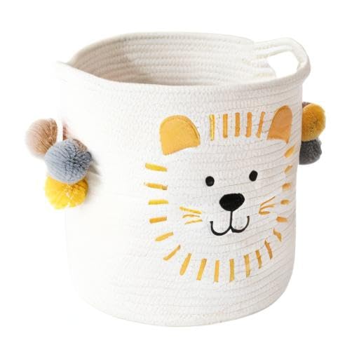 INough Toy Storage Baskets Cute Laundry Basket with Handles Dog Toy Storage Basket Durable Large Cotton Rope Storage Bins Home Organizer Solution for Office, Bedroom, Closet, Toys & Laundry (Lion)