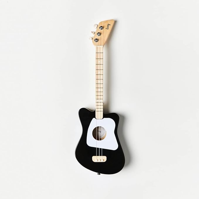 Loog Mini Acoustic kids Guitar for Beginners 3-strings Ages 3+ Learning app and lessons included Black