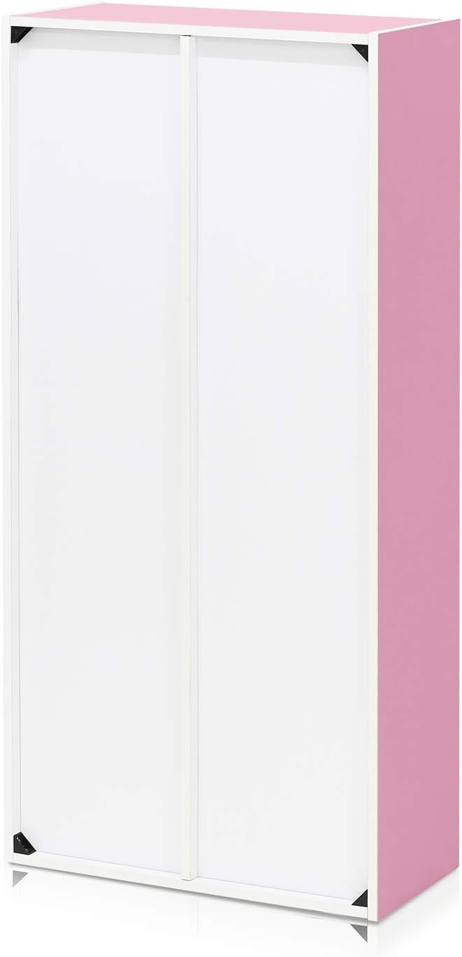 Furinno 7-Cube Reversible Open Shelf, White/Pink 11048WH/PI