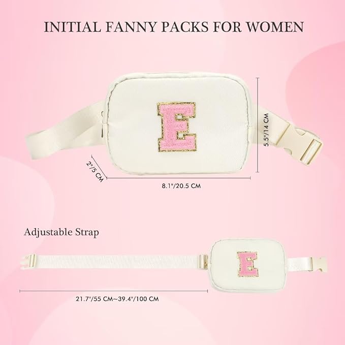 YOOLIFE 30th 40th 50th 60th 70th Birthday Gifts for Women Mom Daughter Friend, Personalized Gifts for Women, Initial Fanny Pack Belt Bag Crossbody Bags, Beige S