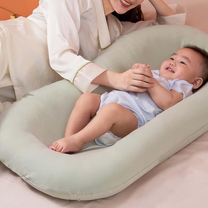 Baby Lounger Pillow Soft Organic Cotton Breathable Infant Lounger for Home and Travel (Blue)