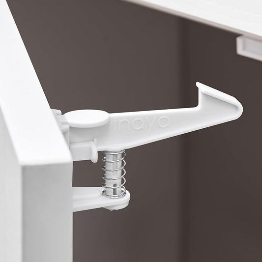 Inaya Cabinet Locks Child Safety Latches - Baby Proofing Cabinets & Drawers Locks - Child Proof Your Home - No Drilling & No Tools Required! (12 Pack - Extended Length Version)
