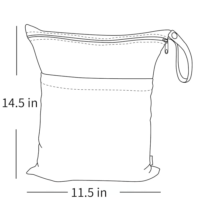 ALVABABY 2pcs Cloth Diaper Wet Dry Bags Waterproof Reusable with Two Zippered Pockets Travel Beach Pool Daycare Soiled Baby Items Yoga Gym Bag for Swimsuits or Wet Clothes 2LM07
