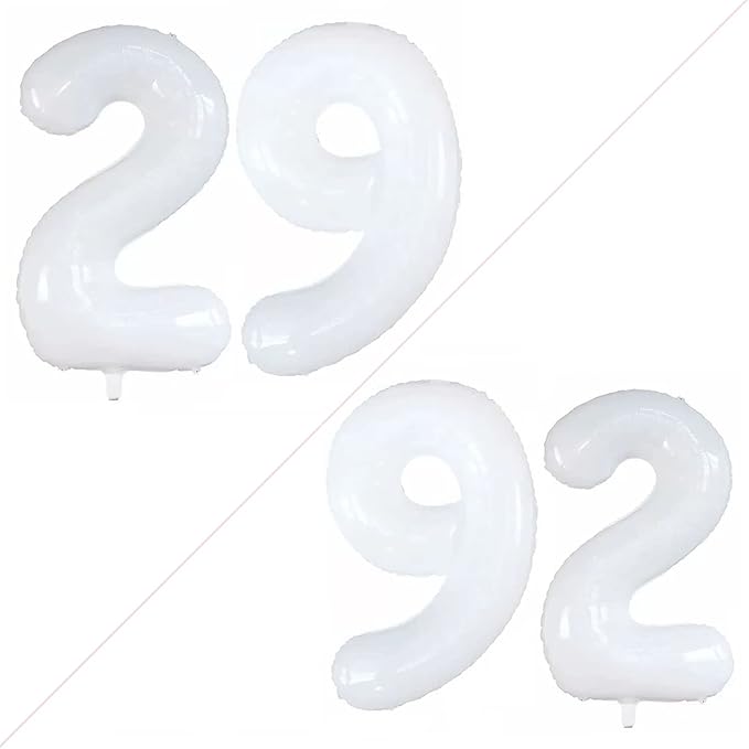 GOER Number 29 Balloons for 29th Birthday Party Decorations,42 Inch Jumbo Foil Helium 92 Balloons for 92nd Birthday Party Decoration (White)