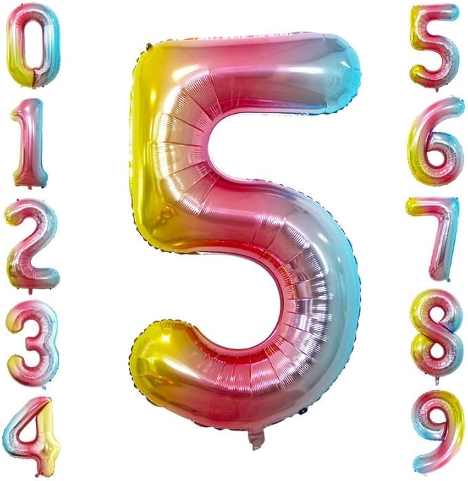 GOER Gold Foil Balloons Number 5,Huge Number Balloons for 5th 15th 25th 35th 45th Birthday Party Supplies Anniversary Decorations (3 pcs,42 inch,32 inch,16inch)