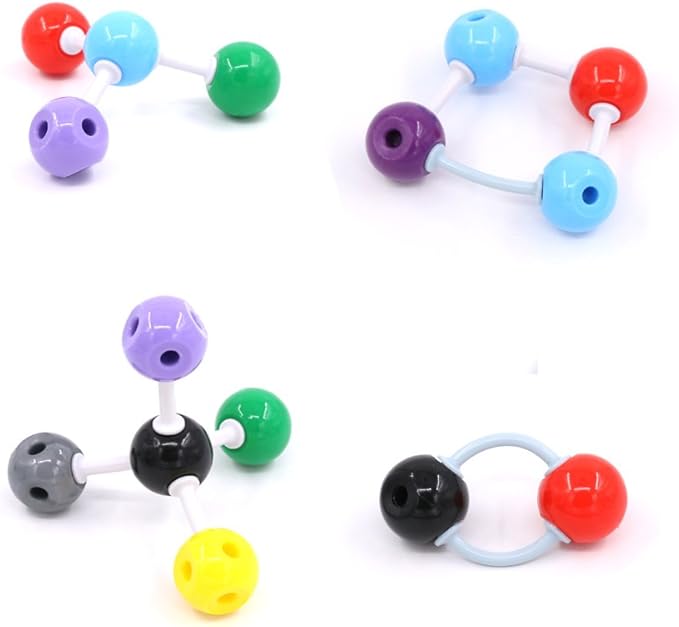Swpeet 178 Pcs Molecular Model Kit for Inorganic & Organic Molecular Model Teacher and 16 Years and Over Teenages Kit - 69 Atoms & 30 Orbitals & 78 Links & 1 Short Link Remover Tool - Science Toys