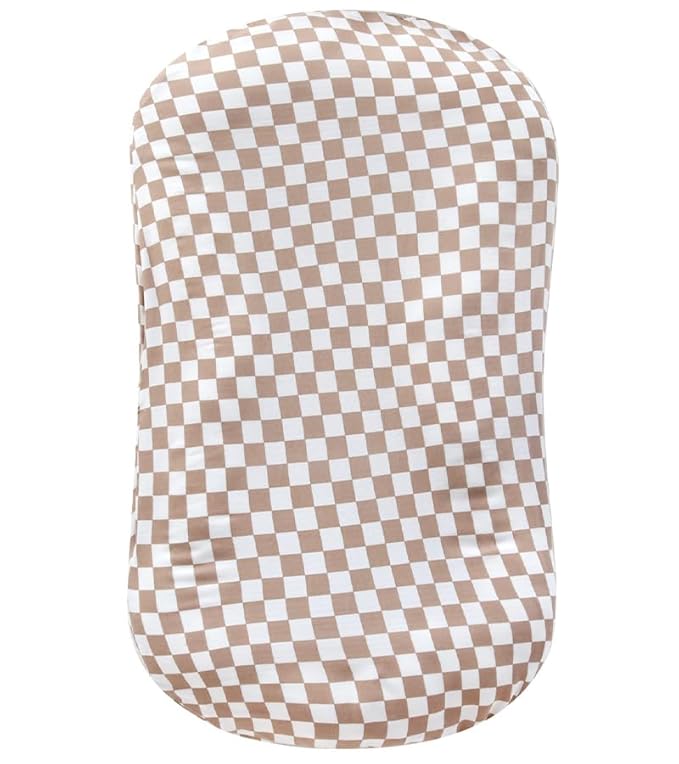 LifeTree Muslin Baby Lounger Cover, Newborn Slipcover Lounger Cover for Boys Girls Infant, Soft 70% Viscose from Bamboo and 30% Cotton, Cover Only, Checkered Pattern