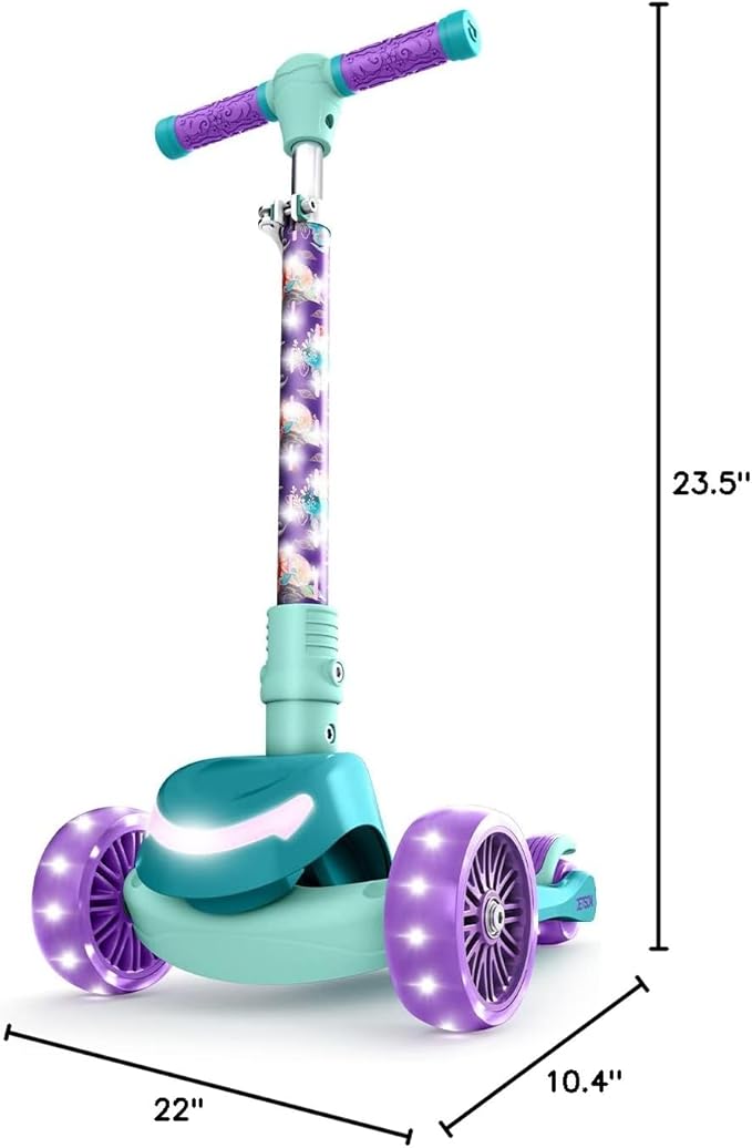 Jetson Character Kids Kick Scooter, LED Lights on Stem & Light-Up Wheels, Lightweight Frame, Height-Adjustable Handlebar, Lean-to-Steer System, Easy-Fold Mechanism