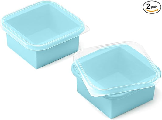 2-Cup Silicone Freezer Trays with Lids – Perfect for Meal Prep, Portion Control, and Easy Freezing-Meal Prep Container Molds for Soup,Leftovers (Aqua, 2 Pack)