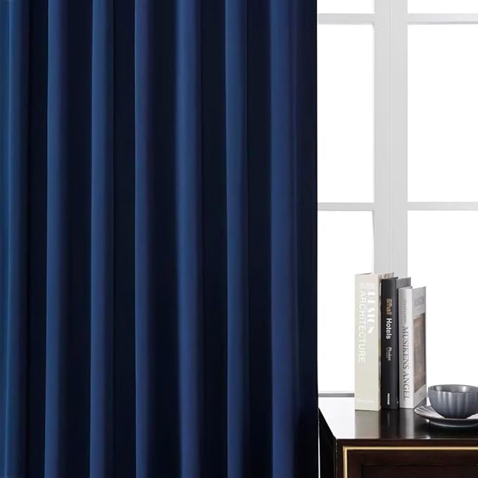 Joydeco Blackout Curtains 84 Inch Length 2 Panels Set, Thermal Insulated Black Out Curtains for Bedroom, Room Darkening Drapes for Living Room Window (W52 x L84 Inch, Navy Blue)