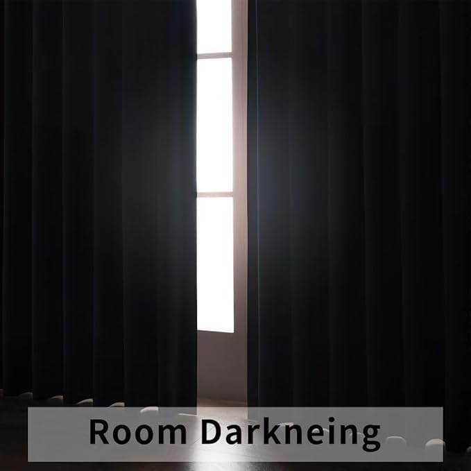 Joydeco 72 Inch Blackout Curtains for Bedroom, Thermal Insulated Black Out Curtains 2 Panels Set, Room Darkening Drapes for Living Room Window Rod Pocket Back Tab (W52 x L72 Inch, Navy Blue)