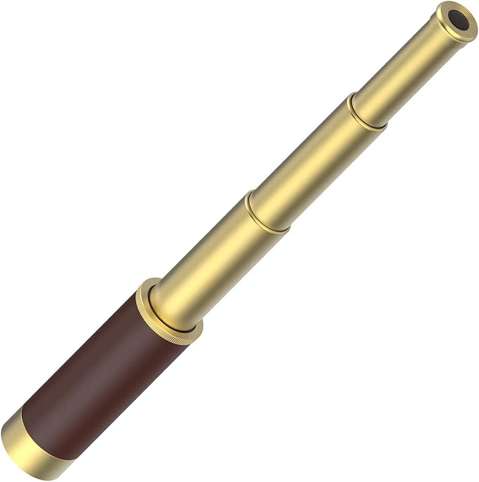 Pirate Monocular Telescope, 25x30 High Powered Zoomable Collapsible Brass Spyglass Handheld Waterproof Telescope Monocular for Bird Watching Hunting Hiking Travelling