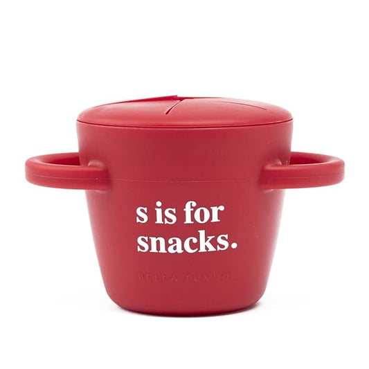 Snack Cups for Toddlers by Bella Tunno, Silicone Spill Proof Food Container with Lid, Babies & Kids 6-12 Months, S is for Snacks