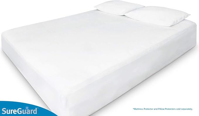 SureGuard California King Mattress Protector - 100% Waterproof, Hypoallergenic - Premium Fitted Cotton Terry Cover White