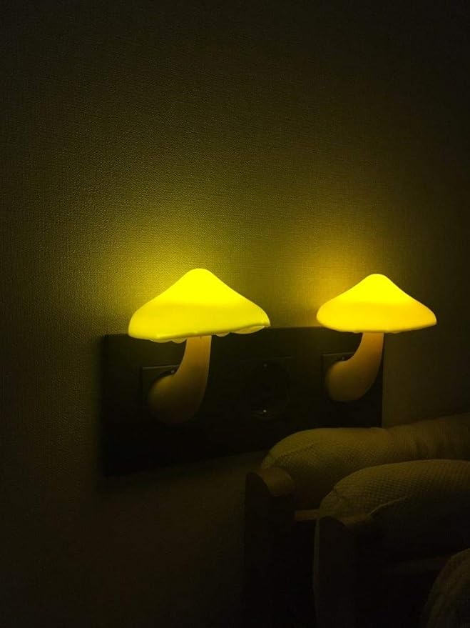 AUSAYE 2Pack Mushroom Night Light Plug in Lamp,Led Lights for Adults Kids Baby Children NightLight Wall Decor Lamp Bedroom Bathroom,Toilet,Stairs,Kitchen,Hallway