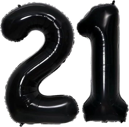 GOER Number 12 Balloons for 12th Birthday Sweet 12 Party Decorations,42 Inch Jumbo Foil Helium 21 Balloons for 21st Birthday Party Decoration (Black)