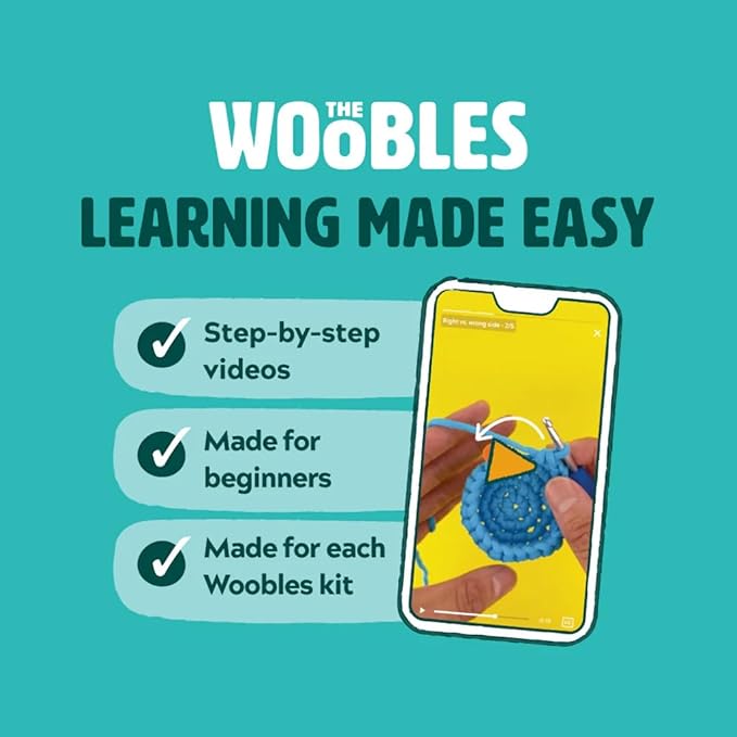The Woobles Minecraft Crochet Kit – Beginner Crochet Kit for Adults & Kids, Easy Knitting Kit with Woobles Yarn, DIY Crafts, Crochet Animals, Minecraft Toys, Gift for Gamers & Crafters (Bee)